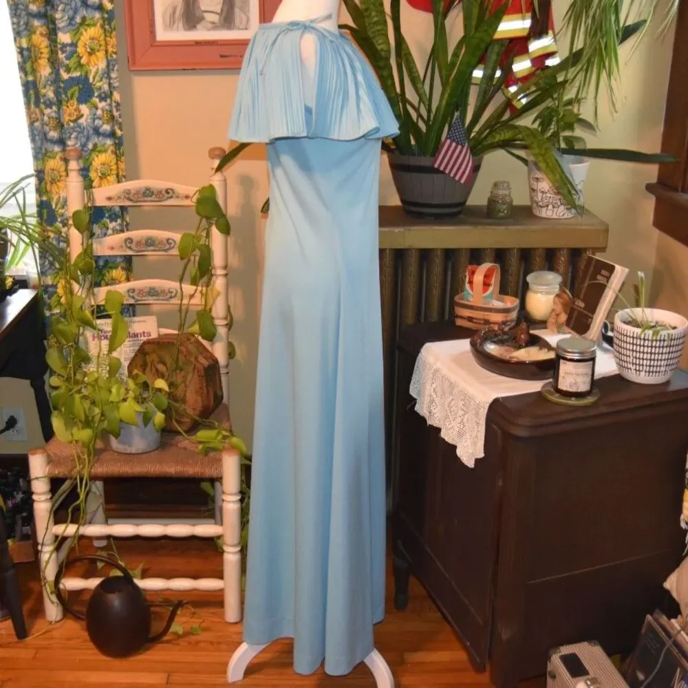 Vintage 1970s Tanglwood Maxi Southern Belle Dress Powder Blue Size Small